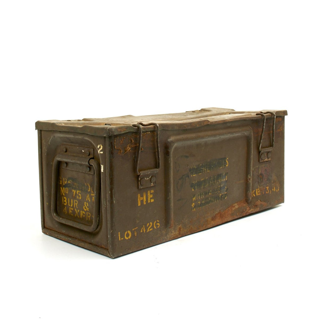 Original British WWII Anti-tank Hawkins Grenade No. 75 Steel Ammunition Box - WW2 Dated Original Items