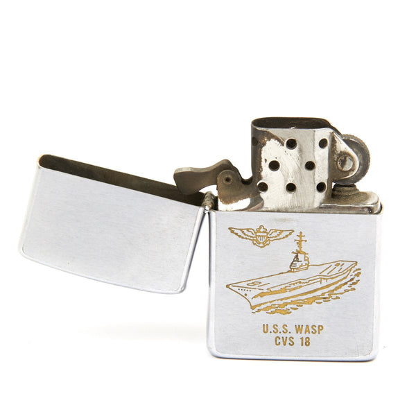 Original U.S. Vietnam War Zippo Lighter Engraved U.S.S. Wasp CVS 18