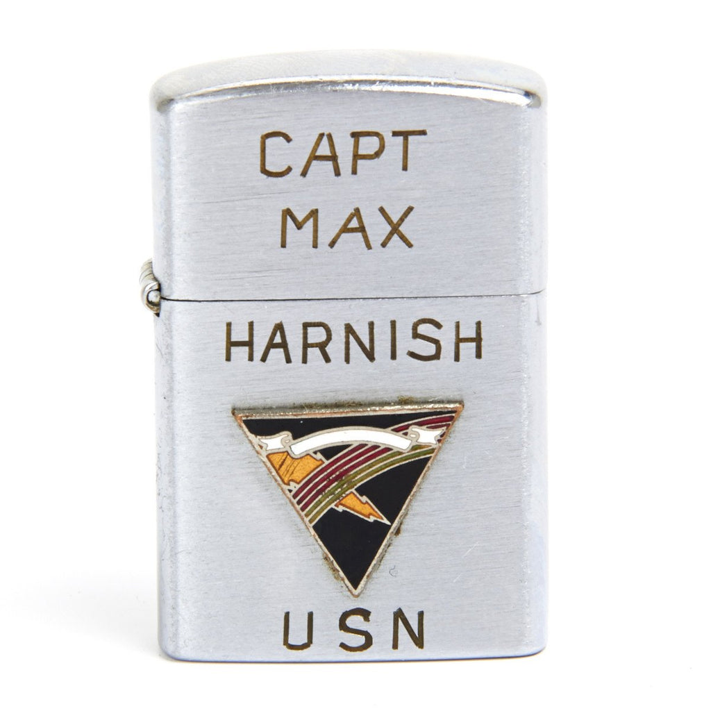 Original Vietnam War Zippo Style Lighter of the Carrier Air Wing Fourteen Named to Captain Max Harnish with Original Box Original Items