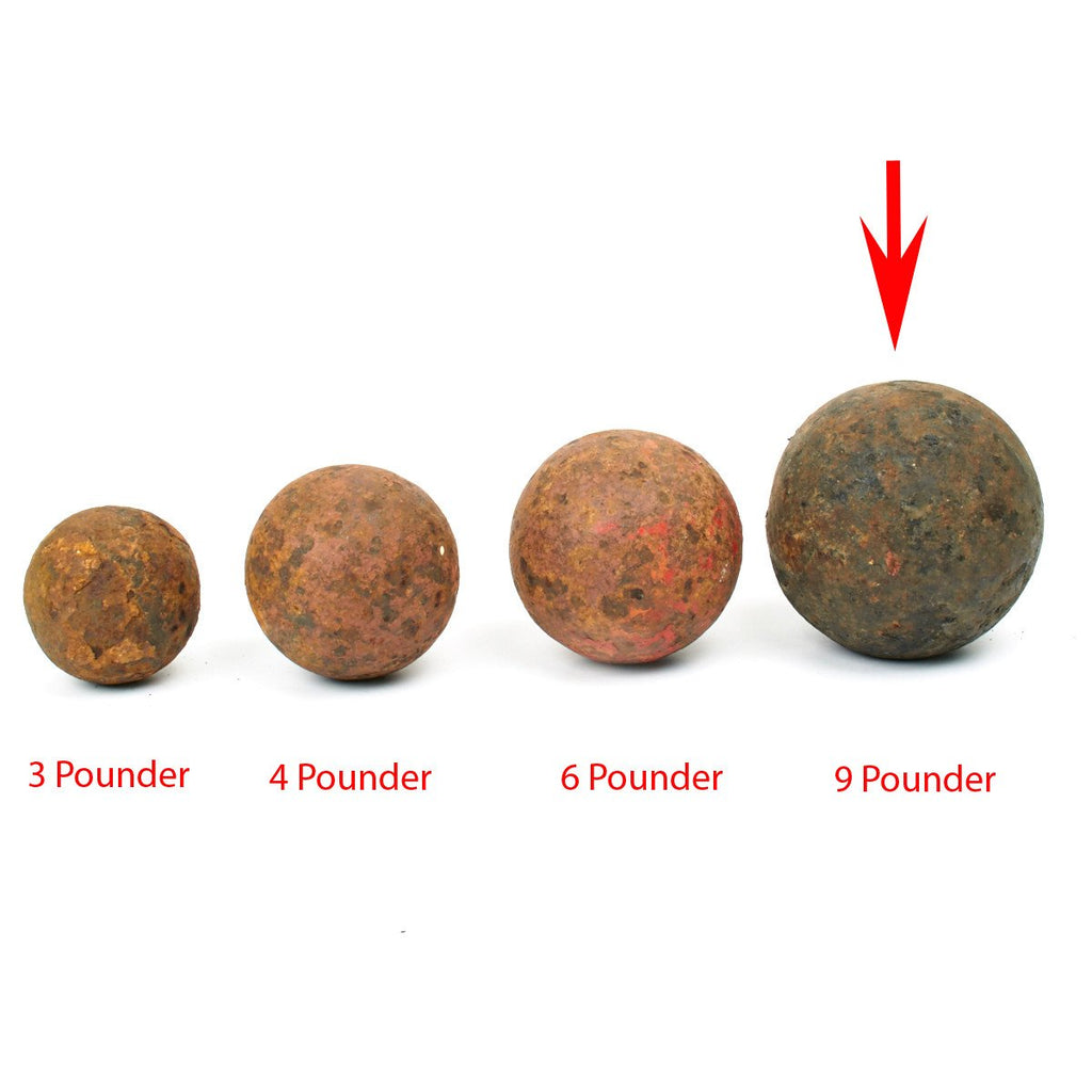 Original British 18th Century 9 Pounder Cannon Ball Original Items