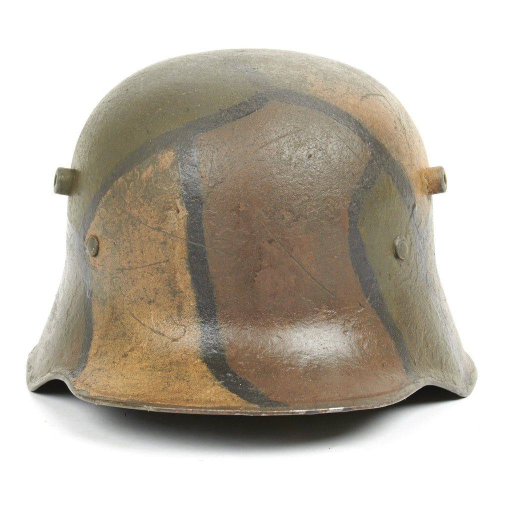 Original Imperial German WWI Refurbished M18 WWI Hand Painted Camouflage Helmet  Stamped Q66 Original Items