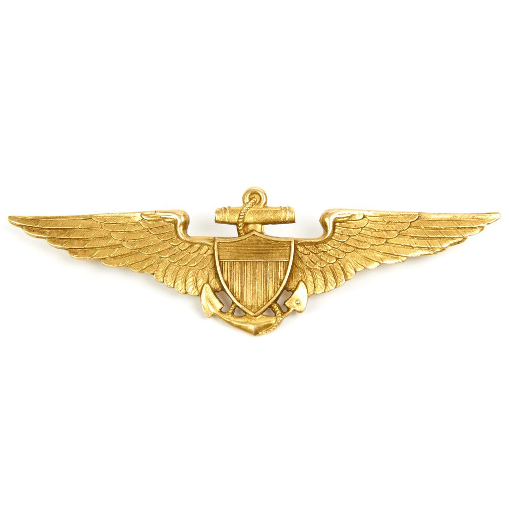 Original U.S. WWII Named 14K Gold US Navy Aviator Wings by Bailey, Banks & Biddle (BB&B) Original Items