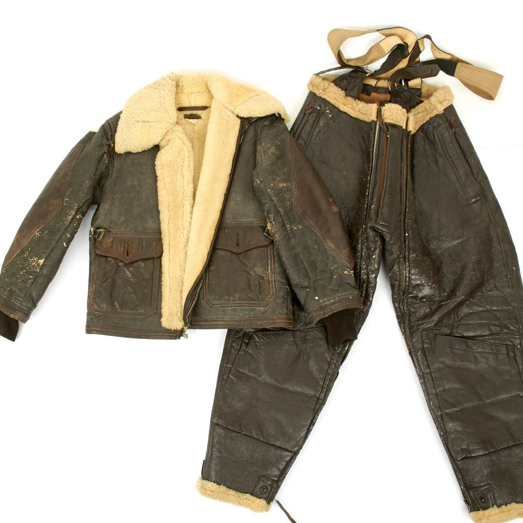 Original U.S. WWII Naval Aviator Sheepskin Winter Flight Uniform - Jacket M-445A & Trouser M-446A Original Items