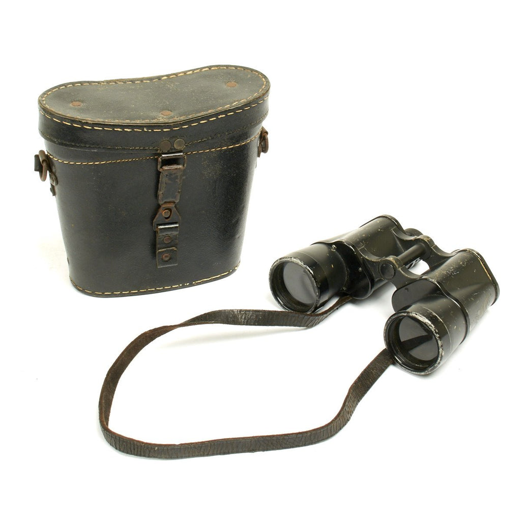 Original German WWII Carl Zeiss Jena (rln) 10x50 Dienstglas Binoculars with Leather Case Original Items