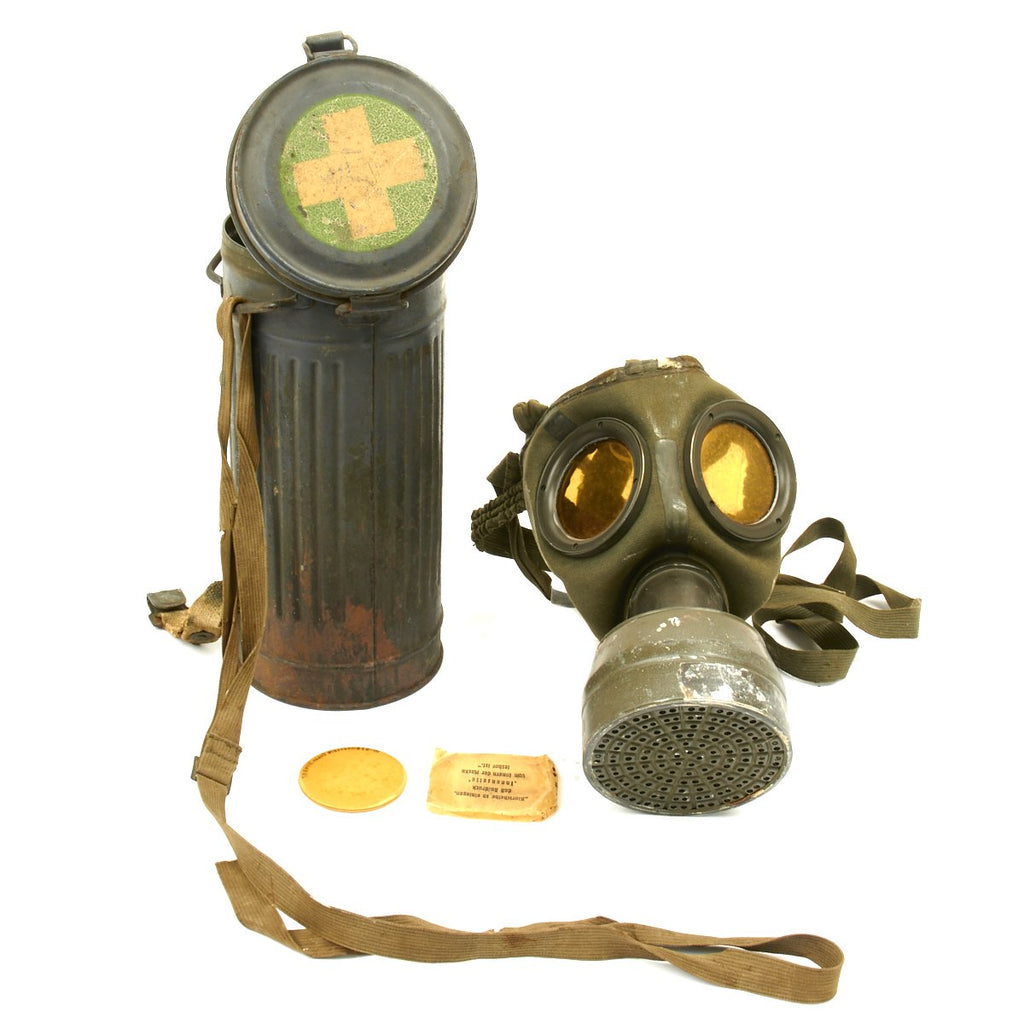 Original German WWII Medic GM30 Gas Mask with 1936 Filter and Can Original Items