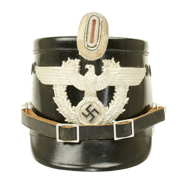 Casque Shako Officier Allemand – Réplique Haut De Gamme Cuir Véritable – Style Pickelhaube