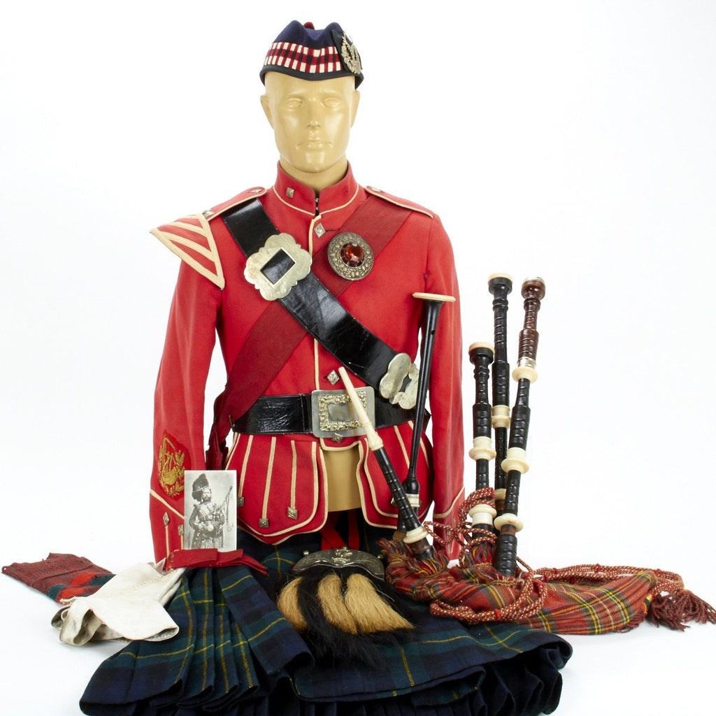 Original British Pre-WWI Gordon Highlanders Uniform Set with Original Bagpipes Original Items