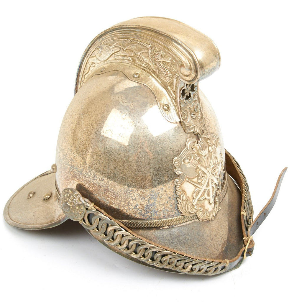 Original British Fire Brigade Silvered Merryweather Officer Helmet Original Items