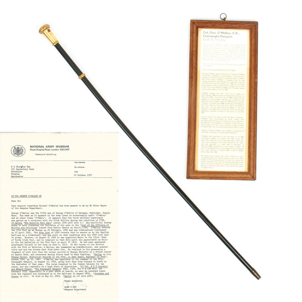 Original British Swagger Stick of Colonel George O'Malley, C.B. 44th Regiment of Foot at the Battle of Waterloo Original Items