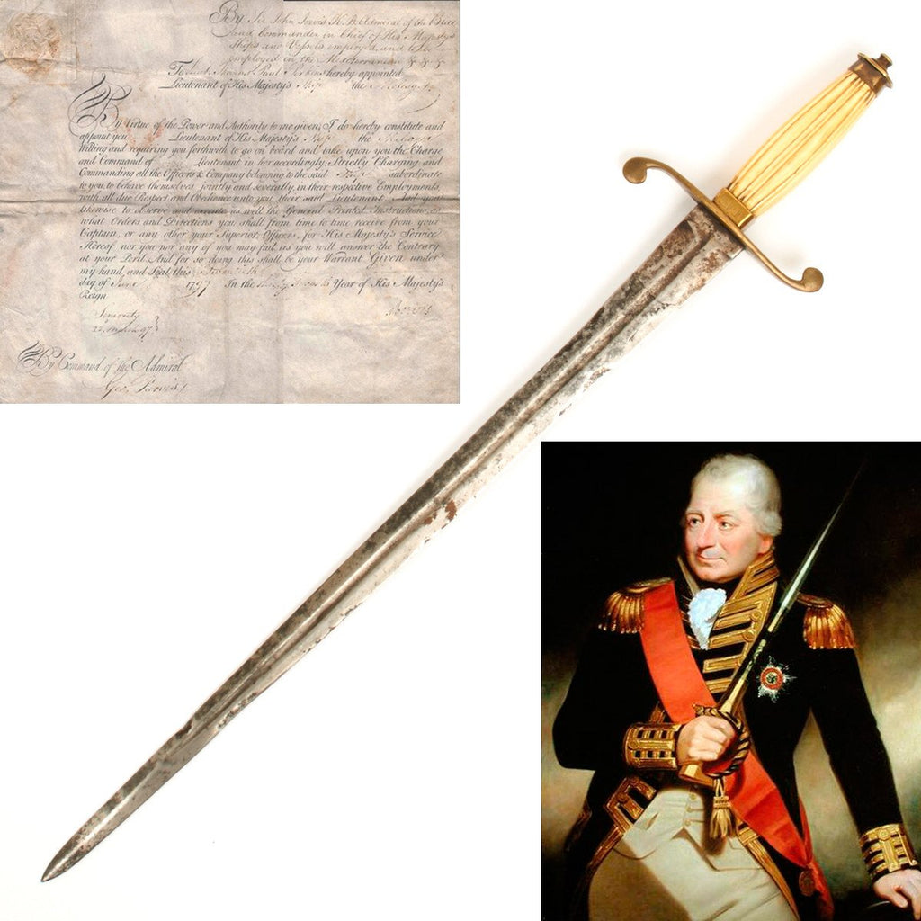 Original British Napoleonic Officer Commission with Named Dirk of Lieutenant Thomas Paul Perkins Original Items