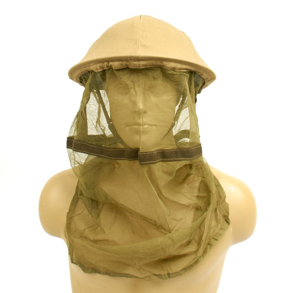 Original Rare British WWII Brodie Jungle Helmet Cover with Insect Net - Dated 1944 Original Items