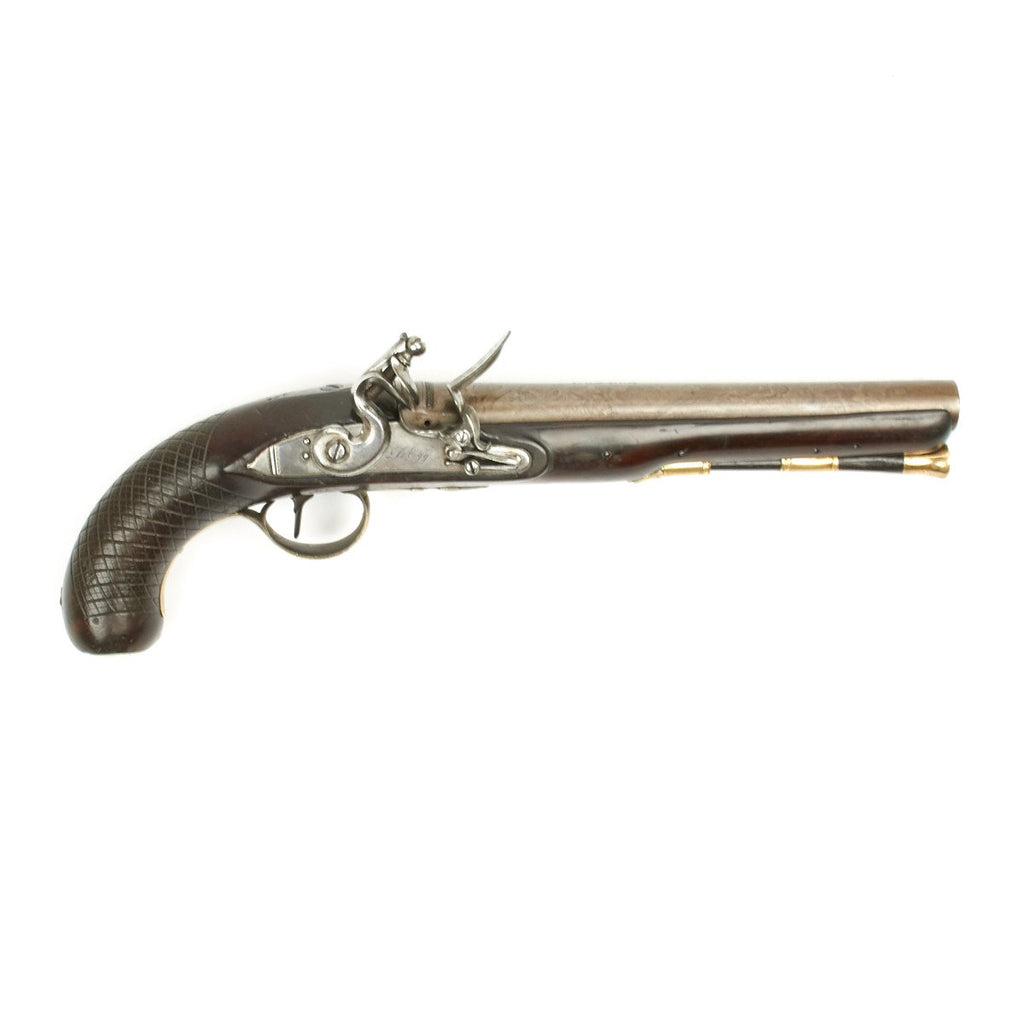 Original British Silver Mounted Named Officer Flintlock Pistol by Durs Egg - 18th Light Dragoons Circa 1799 Original Items