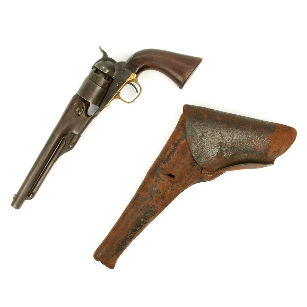 Original U.S. Civil War Colt Model 1860 Army Revolver Manufactured in 1862 - Matching Serial No 52100 - with Holster Original Items