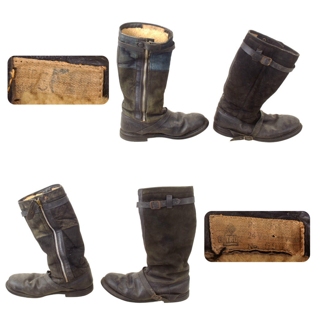 Original German WWII Pair of Luftwaffe Electric Heated Leather Flight Boots