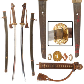 Original Japanese WWII Type 98 Shin-Gunto Katana Sword by TAKAMASA with Steel Scabbard and Company Grade Tassel, Dated 1943