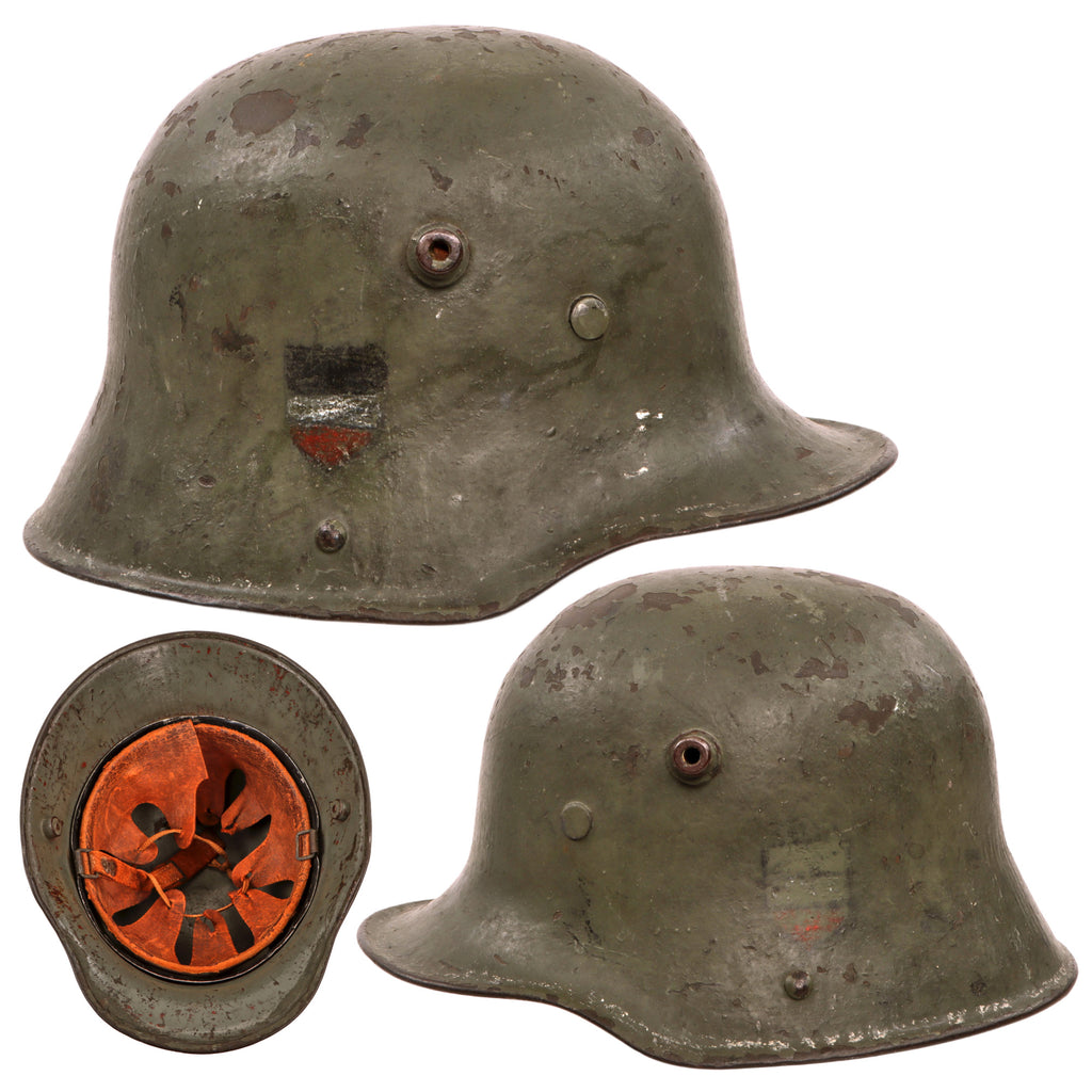 Original Imperial German WWI Transitional M1916 Stahlhelm Reissued for Reichswehr Use with M27 Style Liner