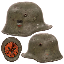 Original Imperial German WWI Transitional M1916 Stahlhelm Reissued for Reichswehr Use with M27 Style Liner