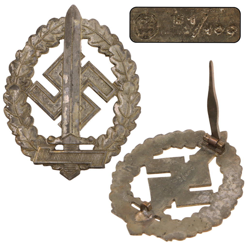 Original German WWII SA Sports Badge for War Disabled Veterans by Werner Redo of Saarlautern, RZM M1/100