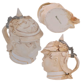Original Imperial German WWI Era Portly Character Otto von Bismarck Stein with Hinged Lid by Musterschutz