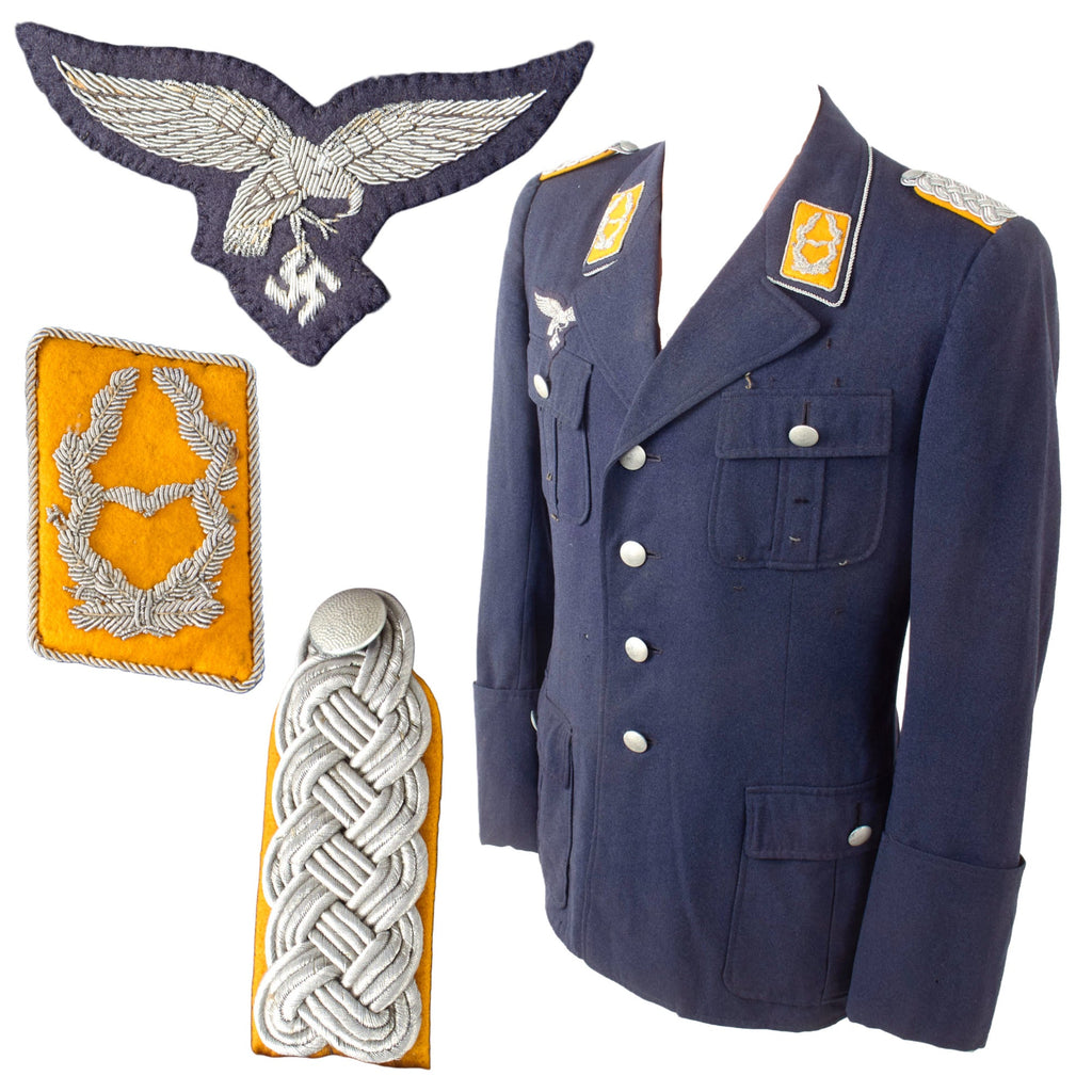 Original German WWII Luftwaffe Flight Branch Major Officer Fliegerbluse Uniform Tunic with Early Bullion "Droop-Tail" Eagle Original Items