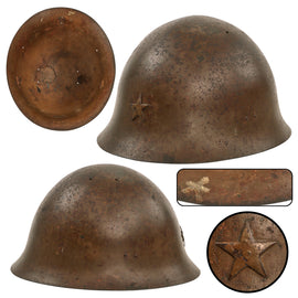 Original Japanese WWII Type 90 Army Relic Helmet with Intact Star - No Liner or Chinstrap - Tetsubo