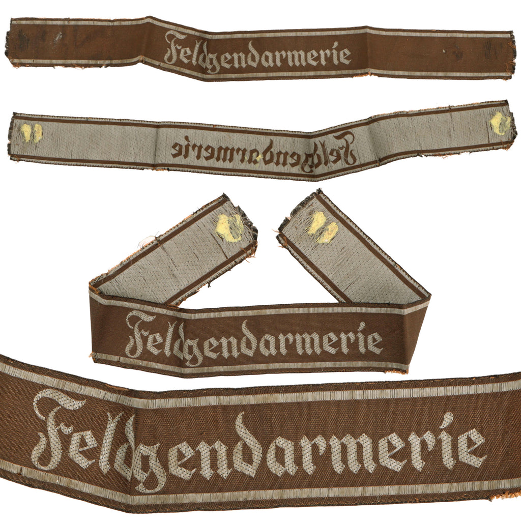 Original German WWII Heer Army Feldgendarmerie Military Police BeVo Woven Cuff Title, Service Used