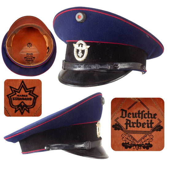 Original German WWII Fire Protection Police EM/NCO Schirmmütze Visor Cap Marked Deutsche Arbeit Original Items