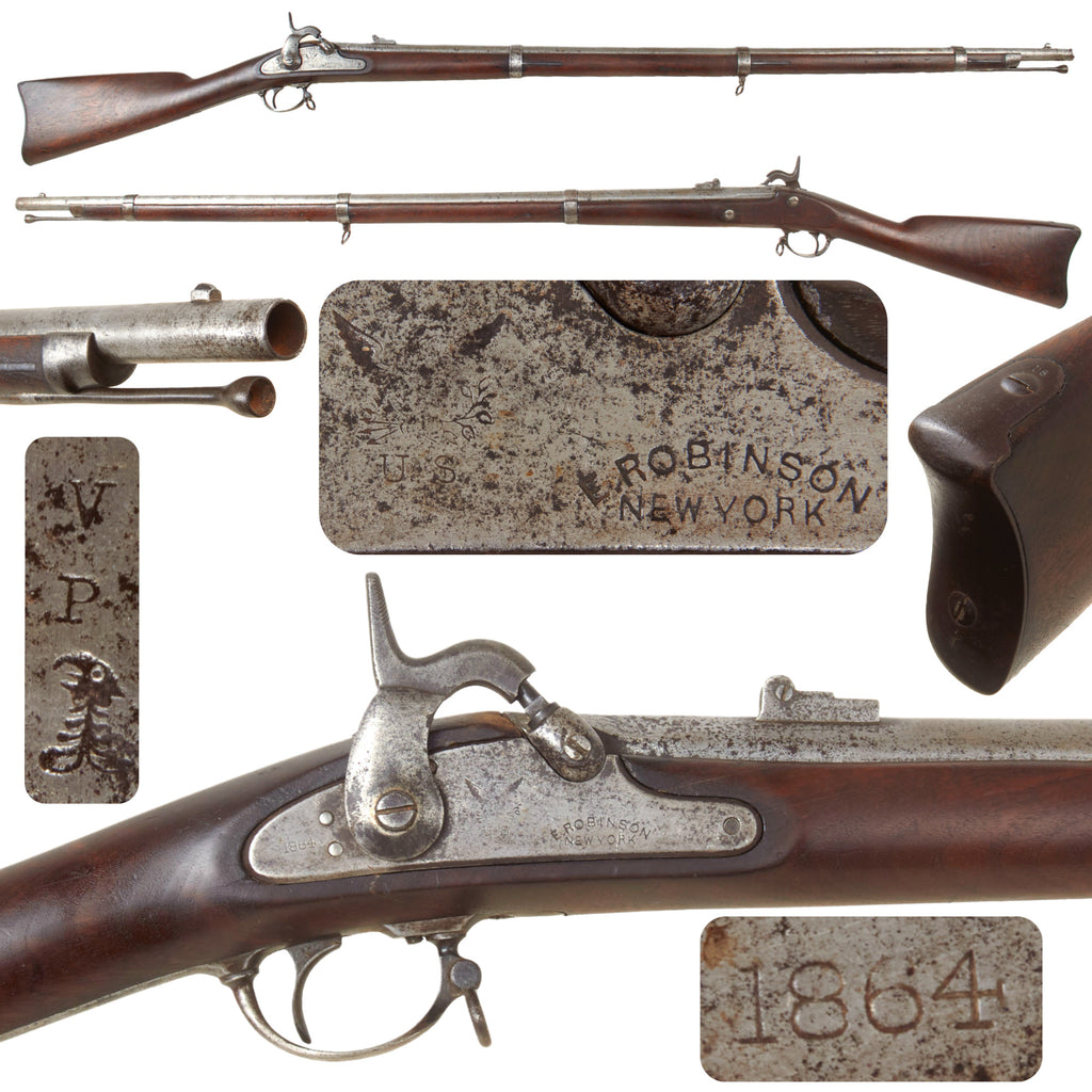 Original U.S. Civil War Springfield Model 1861 Contract Rifled Musket by E. Robinson of New York - Dated 1864 Original Items