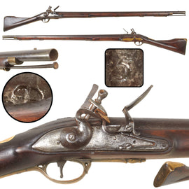 Original British P-1769 Short Land Pattern Brown Bess .75 Cal Flintlock Musket with Early Single Screw Lock and Modified Stock, Circa 1770