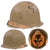 Original Israeli War of Attrition (1967 to 1973) Modified French Modèle 1951 Helmet with Desert Camouflage Paint - Liner & Chinstrap