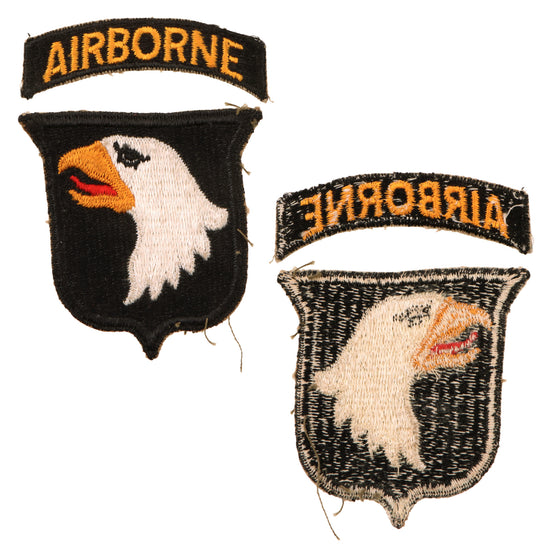 Original U.S. WWII Type 1 101st Airborne Division Red Tongue Patch with Detached Rocker Original Items
