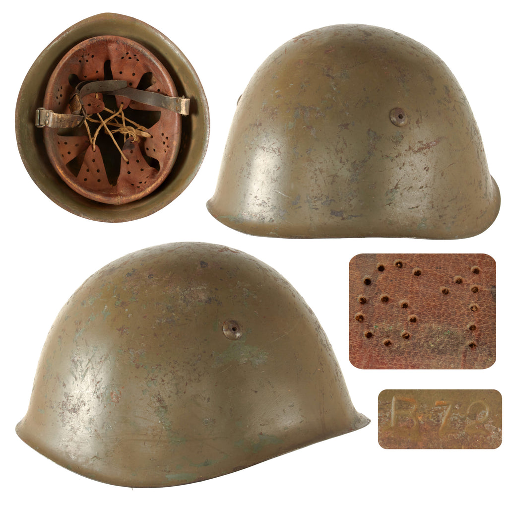 Original WWII Italian M33 Helmet with Liner & Chinstrap - Size 61 Original Items