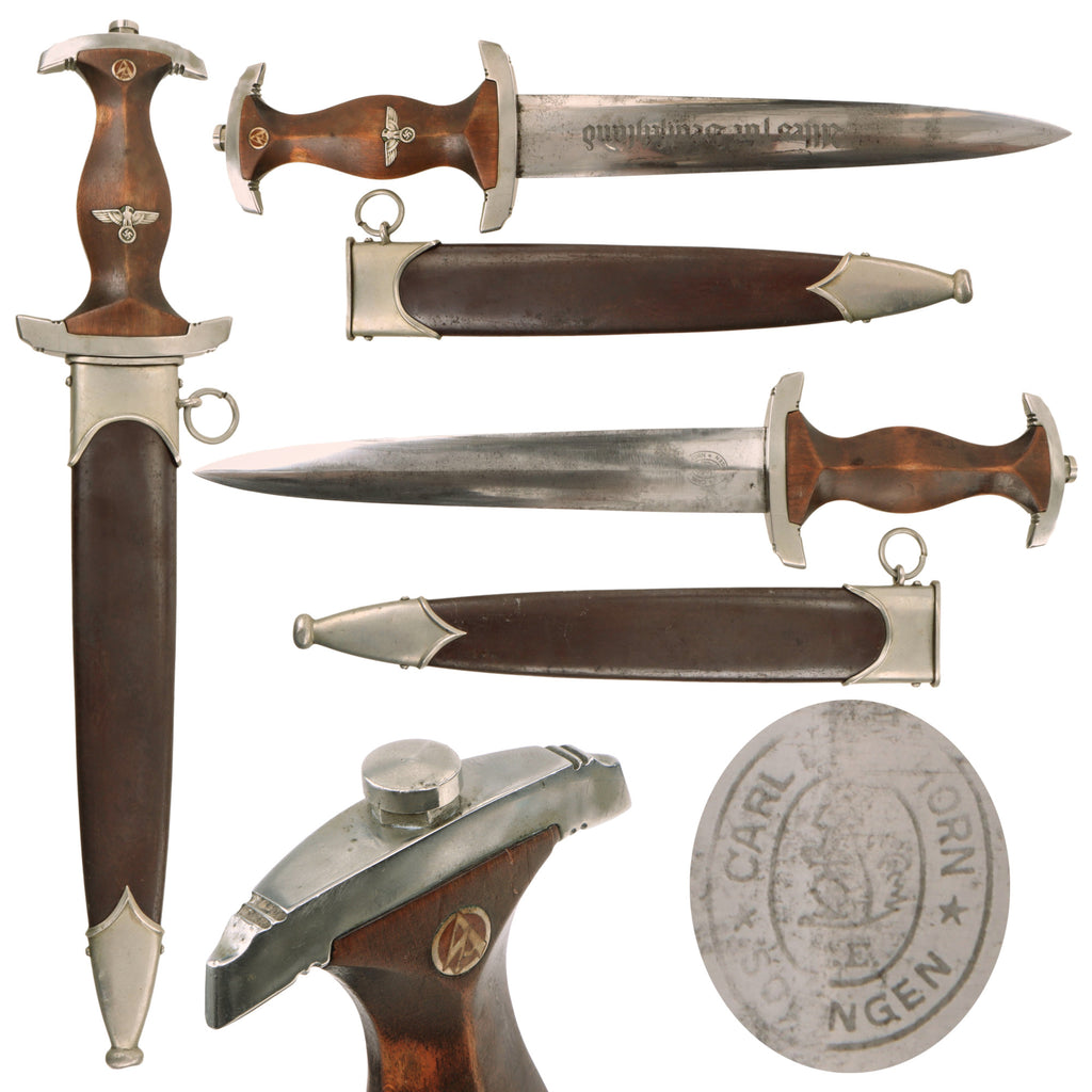 Original German WWII Early SA Dienstdolch Service Dagger by Carl Eickhorn with Scabbard - Probable Ground Röhm Signature