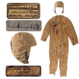 Original German WWII Luftwaffe Service Worn Summer Flying Suit & Flight Helmet - Fliegerschutzanzug für Sommer
