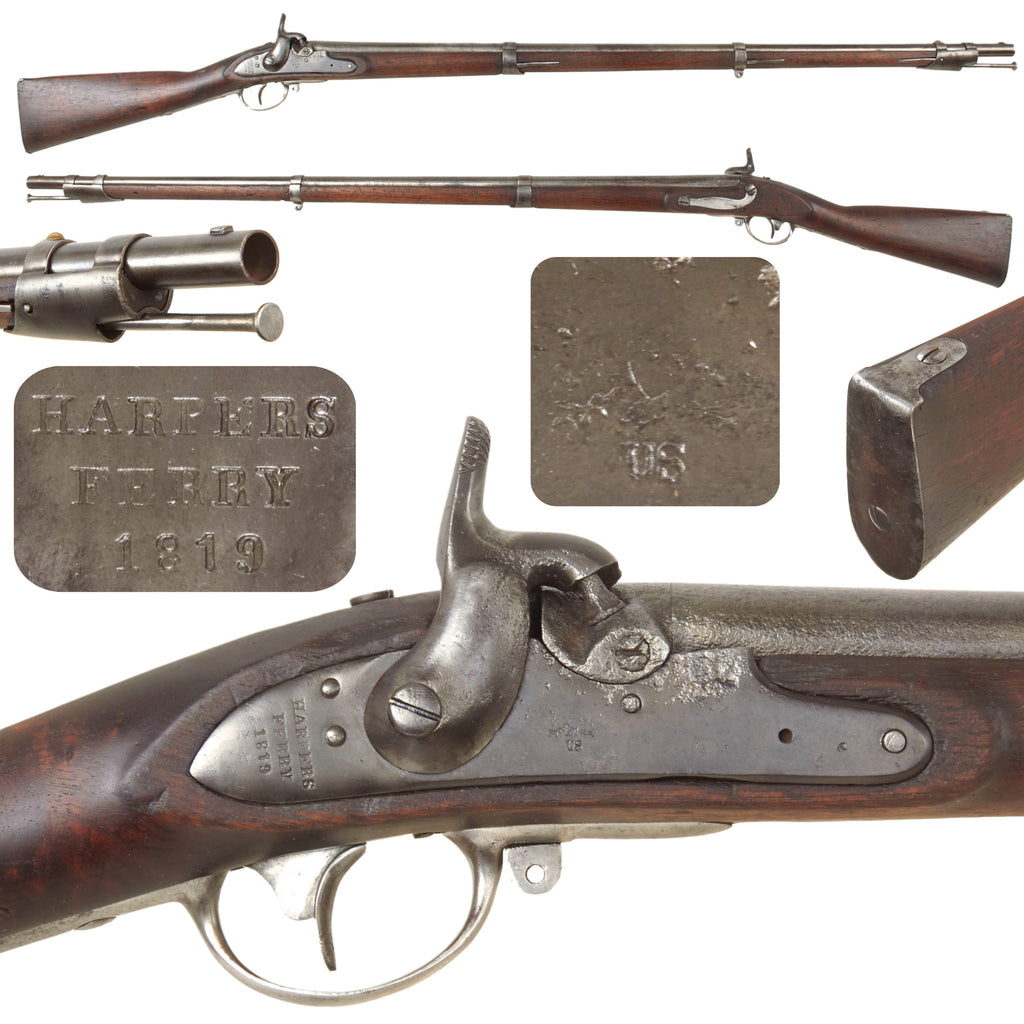 Original U.S. Civil War Era Springfield Model 1816 Percussion Converted Musket by Harpers Ferry - dated 1819