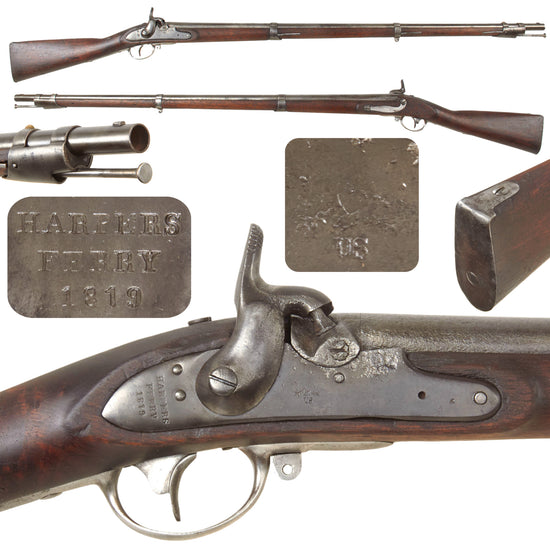 Original U.S. Civil War Era Springfield Model 1816 Percussion Converted Musket by Harpers Ferry - dated 1819