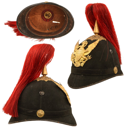Original U.S. Indian Wars 3rd Pattern 1881 Federal Artillery Parade Helmet With Red Plume by Ridabock & Co.