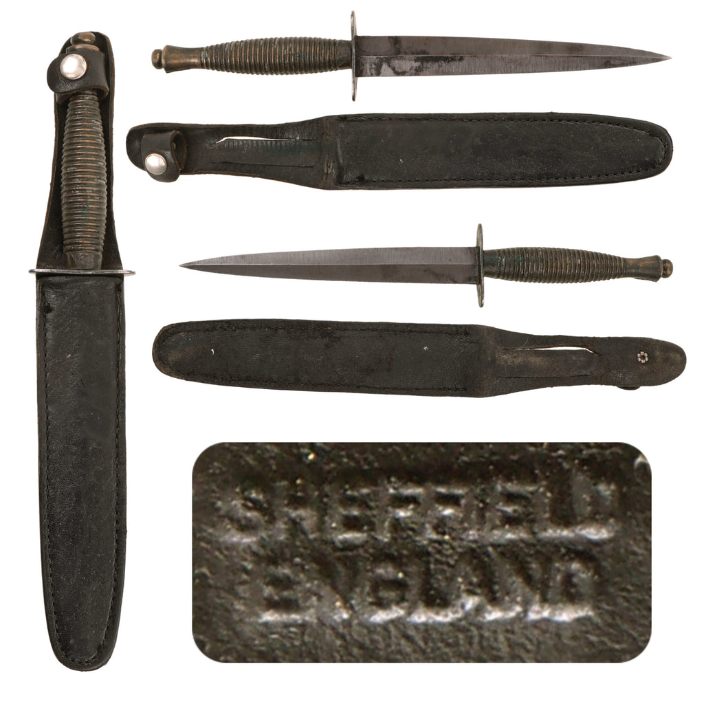 Original British WWII 3rd Pattern Fairbairn Sykes Fighting Knife with Later Scabbard - Marked Sheffield England
