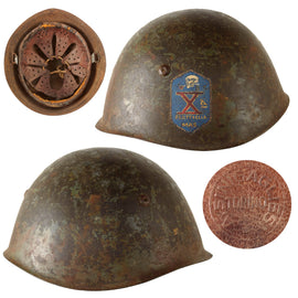Original WWII Italian M33 Helmet Painted with Replicated Decima Flottiglia MAS Insignia - Stamped P112