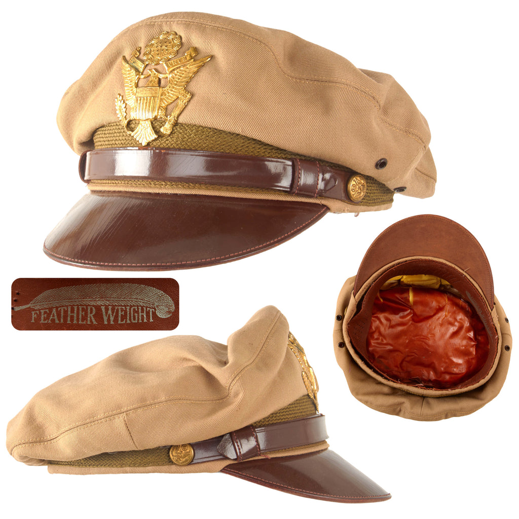 Original U.S. WWII US Army Air Forces Officers “Featherweight” Crusher Cap by Cinema Cap Co. of Los Angeles - Size 6 ⅞ Original Items