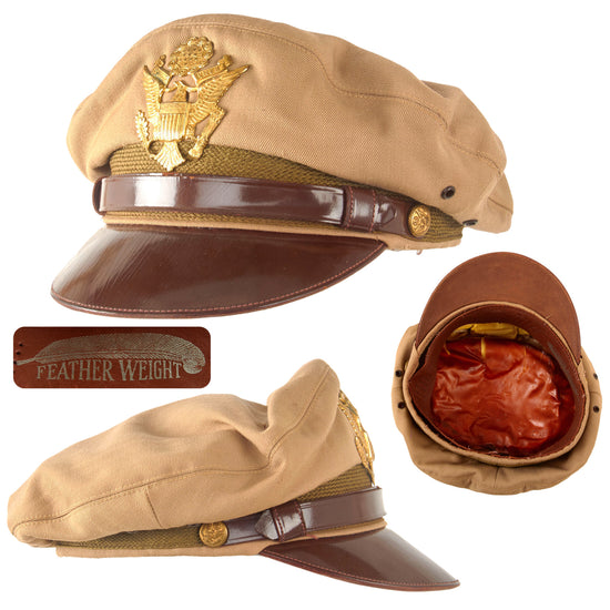 Original U.S. WWII US Army Air Forces Officers “Featherweight” Crusher Cap by Cinema Cap Co. of Los Angeles - Size 6 ⅞ Original Items