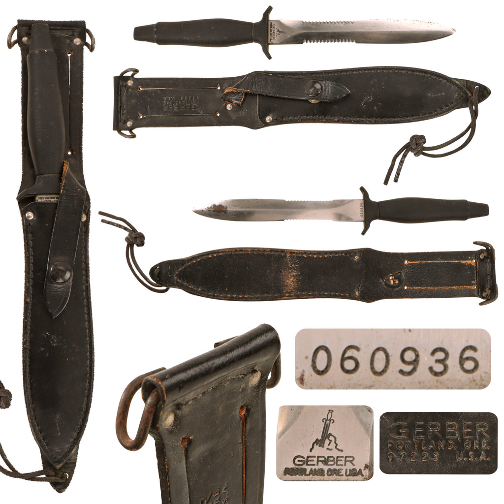 Original U.S. Cold War Era Gerber MkII “Narrow Wasp” Fighting Survival Knife with Scabbard - Serial 060936 Made in 1976 Original Items