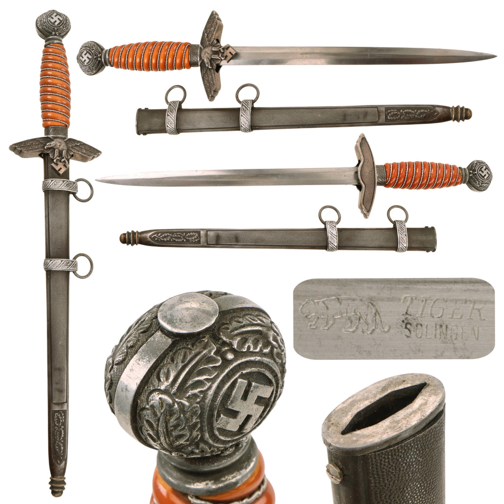 Original German WWII 2nd Model Luftwaffe Dagger by Tigerwerk Lauterjung & Co. with Scabbard Original Items