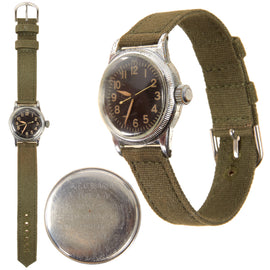 Original U.S. WWII Type A-11 USAAF Wrist Watch by Elgin - Fully Functional - Dated 1945