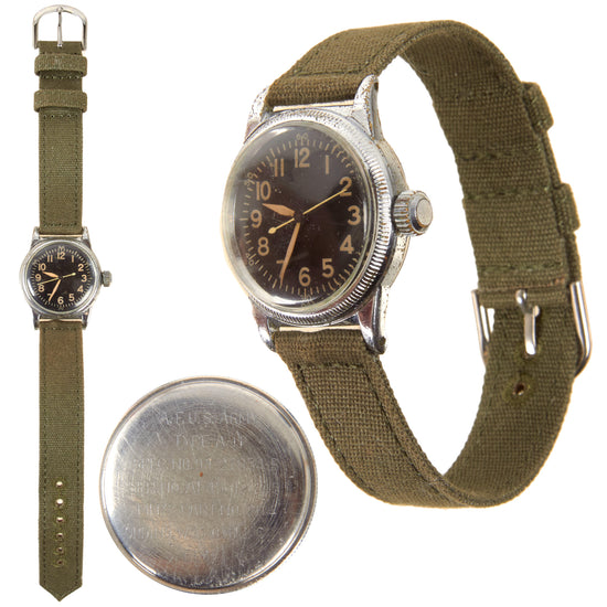 Original U.S. WWII Type A-11 USAAF Wrist Watch by Elgin - Fully Functional - Dated 1945