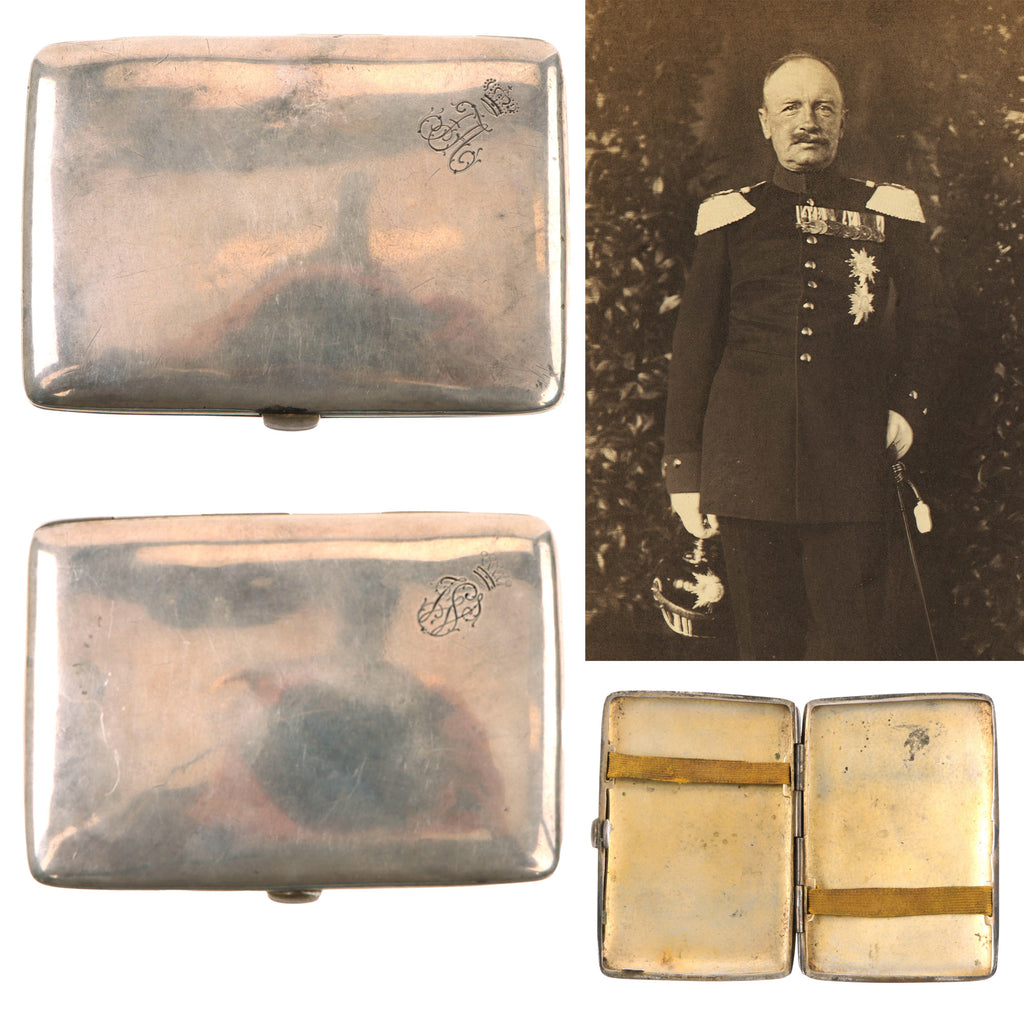 Original Imperial German King Friedrich August of Saxony Presentation Cigarette Case with Silver Hallmarks - Patent-Dated 1903 Original Items