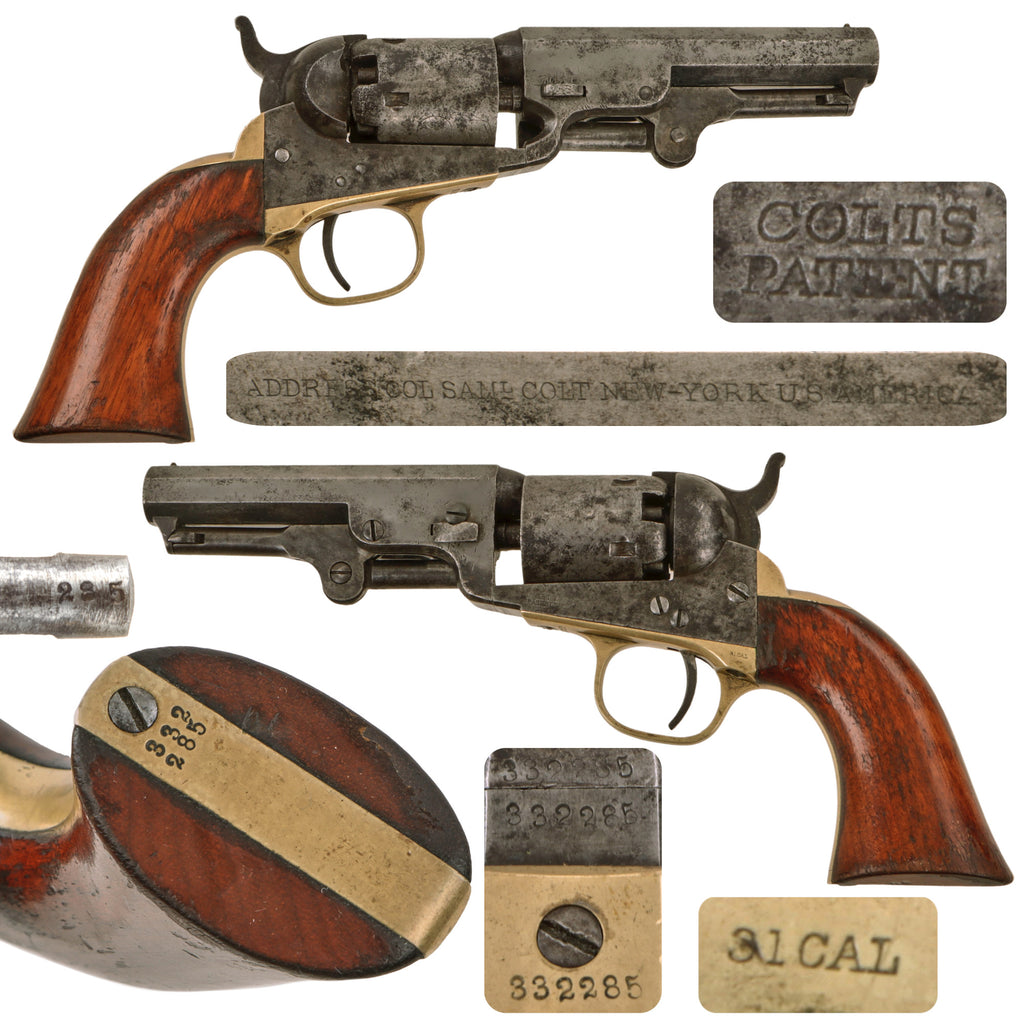 Original U.S. Indian Wars Era Colt M1849 Pocket Percussion Revolver Made in 1873 with 4" Barrel and 5-Shot Cylinder - Serial 332285 Original Items