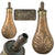 Original British U.S. Civil War Era 1850s Shell & Bush Brass Powder Flask by Dixon of Sheffield Original Items