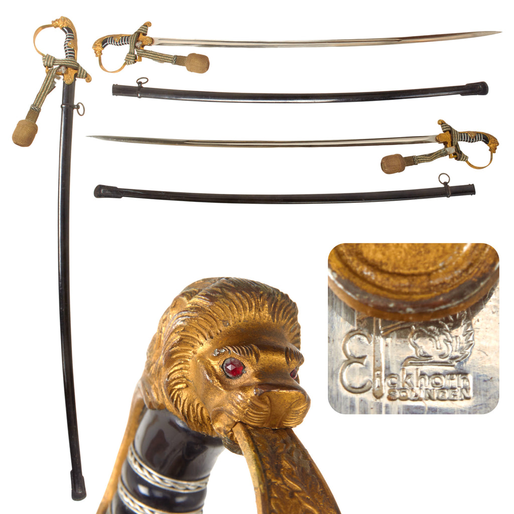 Original German WWII Blücher Pattern Field Marshal Lion Head Officers Sword by Carl Eickhorn with Scabbard and Troddel Knot Original Items