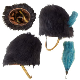 Original British WWI Grenadier Guards Bearskin Busby with Liner & Incorrect Blue Irish Guards Plume